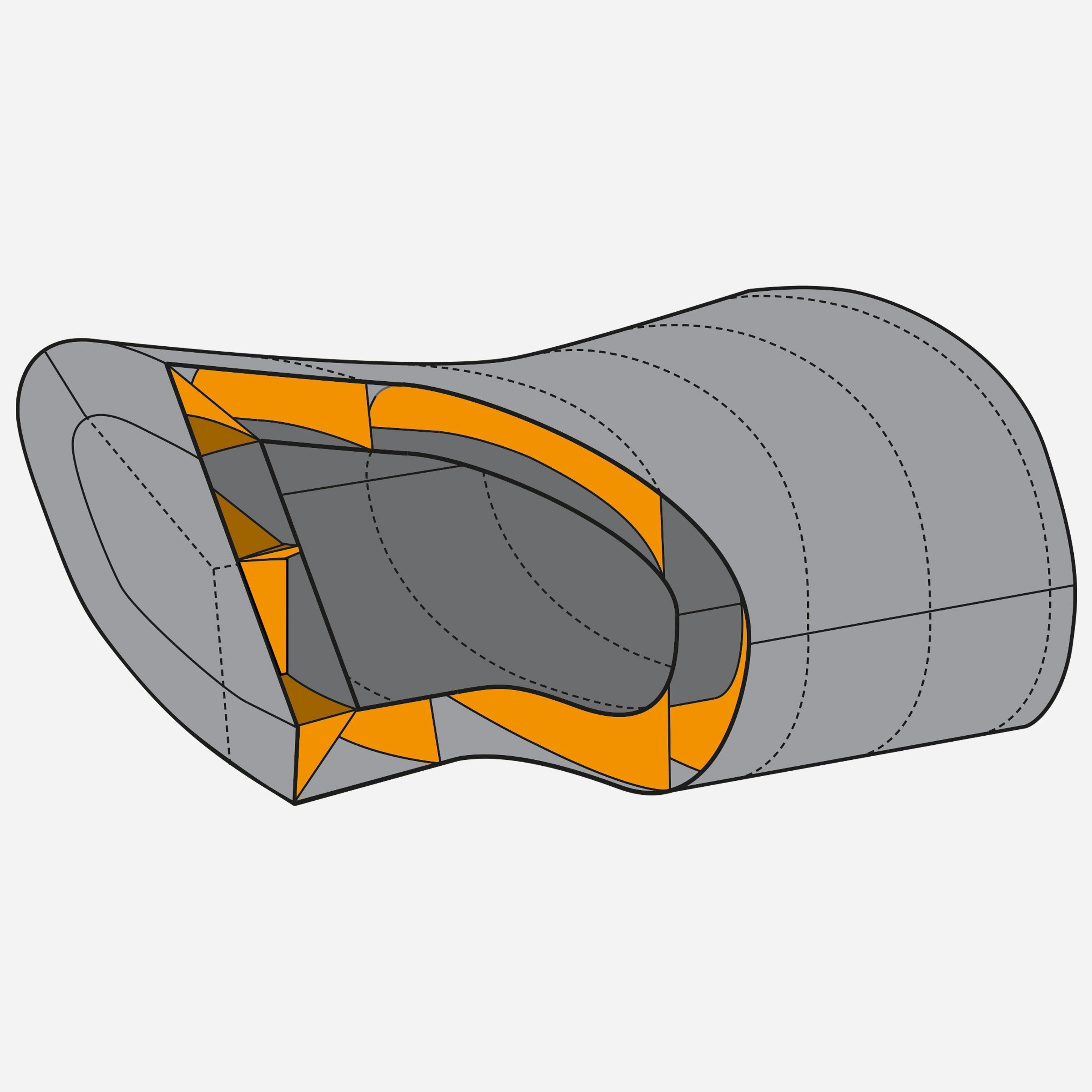 detail::Ein Fußteil mit sechs Kammern in High-End Bauweise für extremste Bedingungen. Das durchdachte Design vereint das Bulls Eye Konzept mit der anatomisch geschnittenen Sharks Toe Form. Dabei sitzt das Ende wie ein Korken im Fußteil und minimiert damit Kältebrücken.